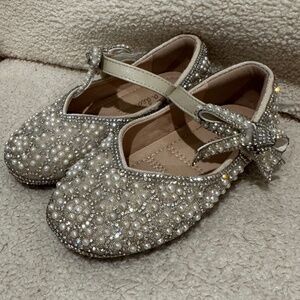 Doe a Dear | Beige Bowtie Strap Jewel Flat Shoes